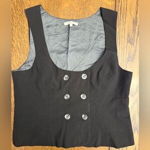 RW&CO. Black Double-Breasted Sleeveless Blouse
